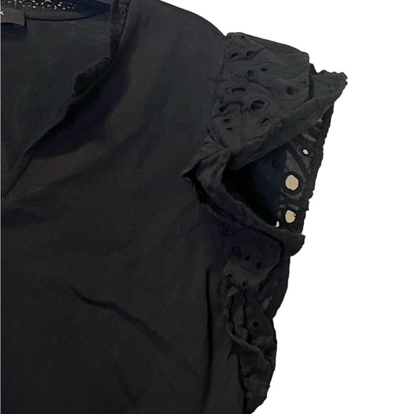 Marc New York Black Ruffle Sleeve with lace trim Shirt Top - Picture 8 of 10